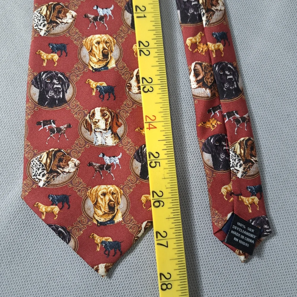 Vintage Men's 100% Silk Tie 2004 Jon Q.‎ Wright & Artists Color/Copper Dogs